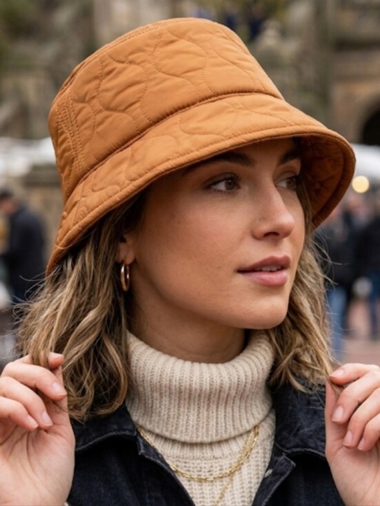Madewell Accessories - NEW MADEWELL WARM COFFEE QUILTED NYLON BUCKET HAT SIZE S/M S M NH394